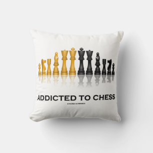 Beroende till schack-uppsättning (Chess Humor Say) Kudde