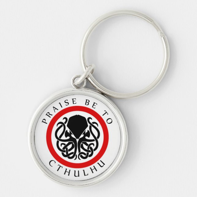 Beröm är till Cthulhu Rund Silverfärgad Nyckelring (Framsidan)