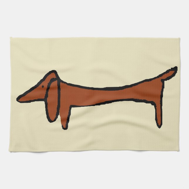 Berömd Abstrakt Dachshund Kökshandduk (Horisontell)