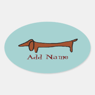 Berömd Abstrakt Dachshund Ovalt Klistermärke