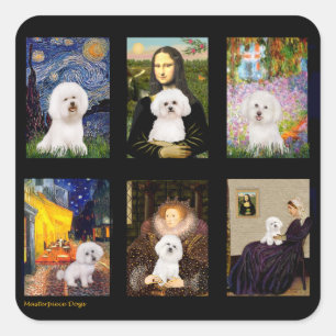 Berömd Art Bichon Frise Composite Fyrkantigt Klistermärke