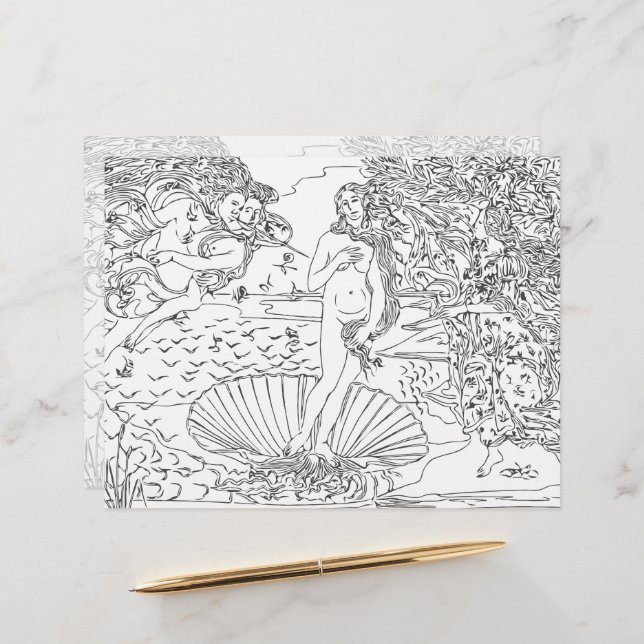 Berömd Art Coloring Page Masterast Botticelli (Fram/Back In Situ)