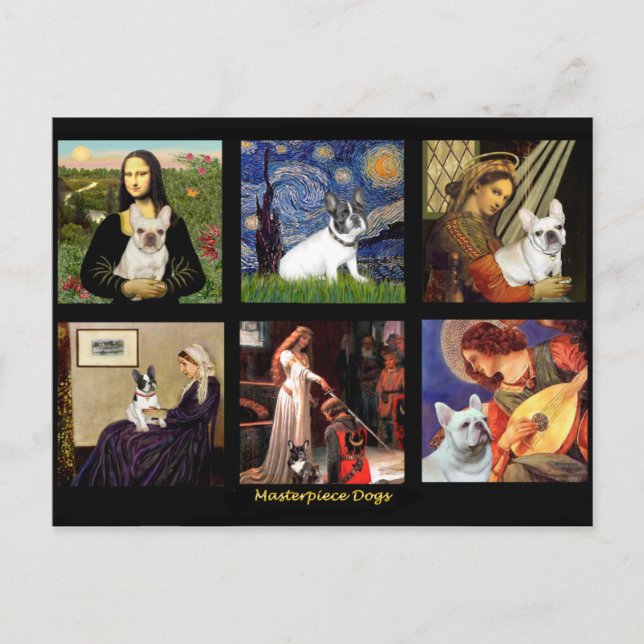 Berömd Art French Bull Dog Composite Vykort (Framsida)