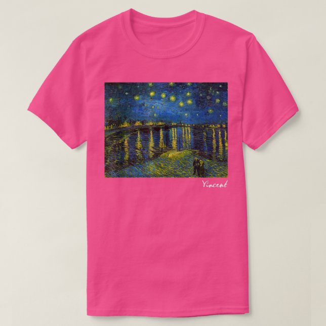 Berömd Art Starry Night over Rhone Van Gogh Pa T Shirt (Design framsida)