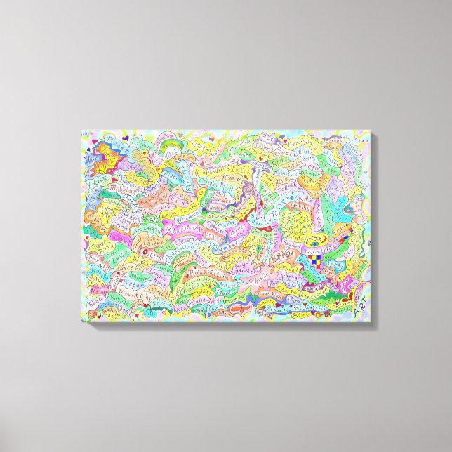 Berömd Artists Namn och Art Ord Canvastryck (Framsida)