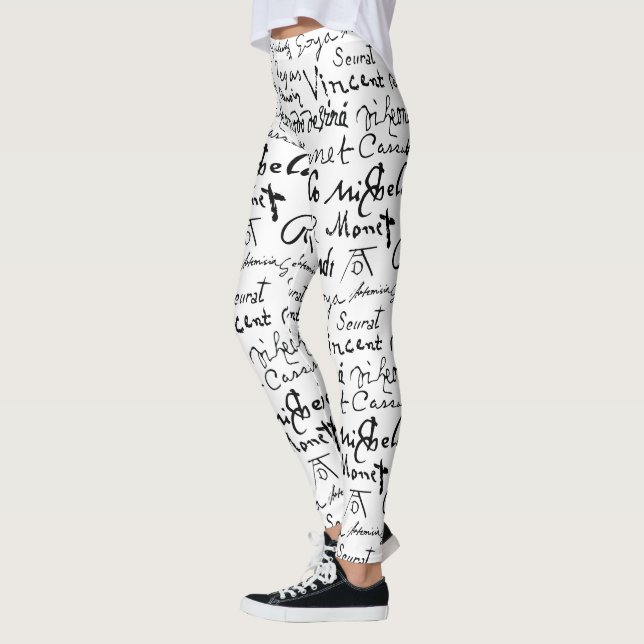 Berömd Artists Namnteckning Mönster Duvet Cover Leggings (Vänster)