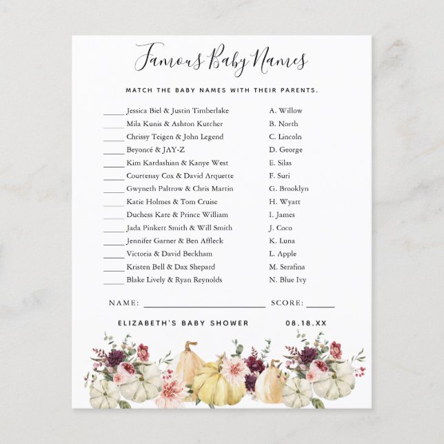 Berömd Barn namn | Barnstödsspel (Framsida)