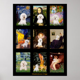 Berömd Bichon Frise Konstkomposit Poster
