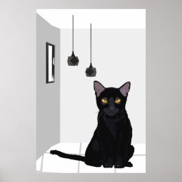 Berömd Black Cat med Orange Ögon Poster