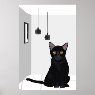 Berömd Black Cat med Orange Ögon Poster