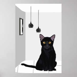 Berömd Black Cat med Orange Ögon Poster