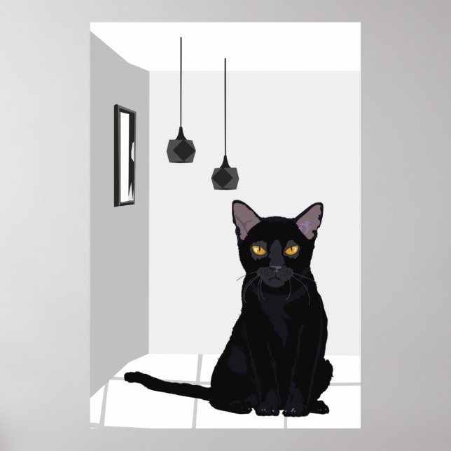 Berömd Black Cat med Orange Ögon Poster (Framsidan)