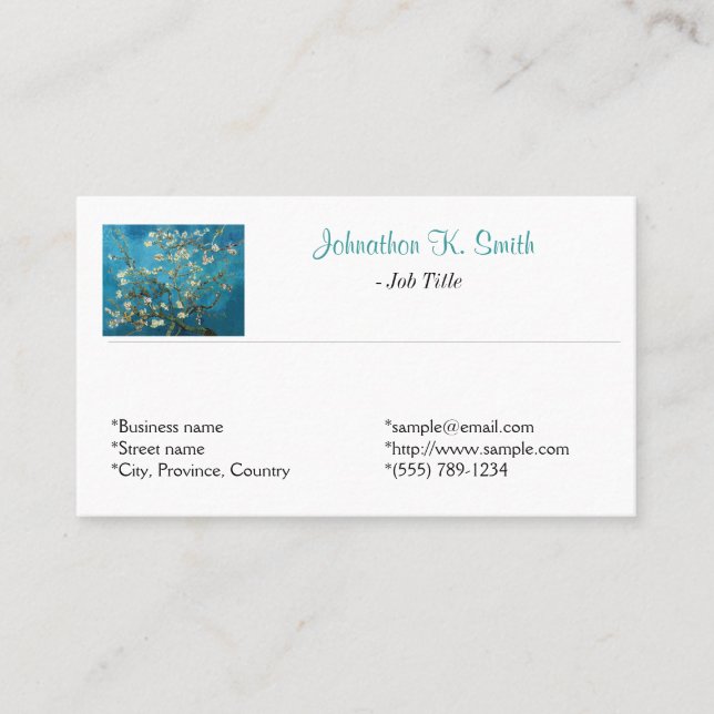Berömd bra art Blossoming Almond Träd Visitkort (Framsida)