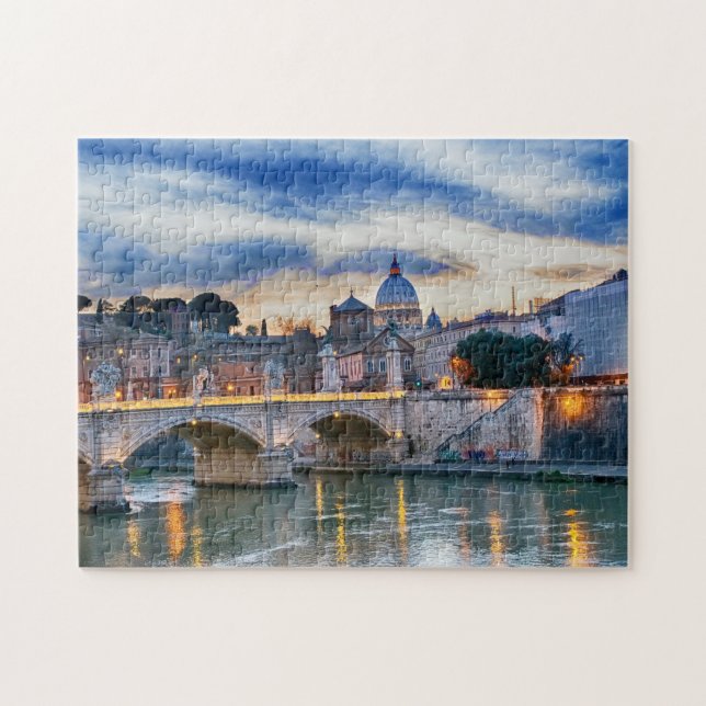Berömd Bridges på Tiber Rom. Jigszle Puzzle Pussel (Horisontell)