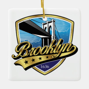 Berömd Brooklyn-minimalistisk logodesign med Golde Julgransprydnad Keramik