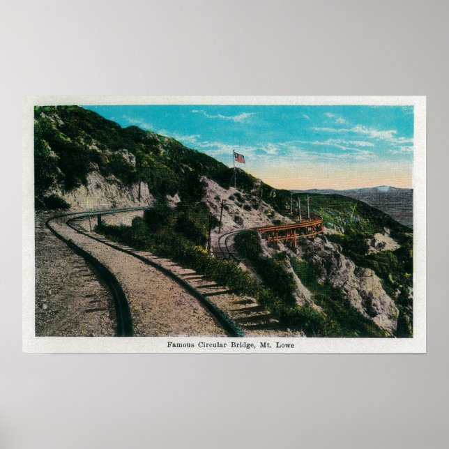 Berömd Circular Bridge, Mt. LoweMt. Lowe, CA Poster (Framsidan)