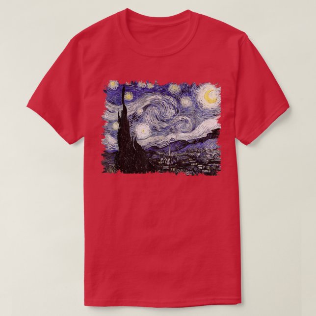 Berömd Classic Art Starry Natt Remix Van Gogh T Shirt (Design framsida)