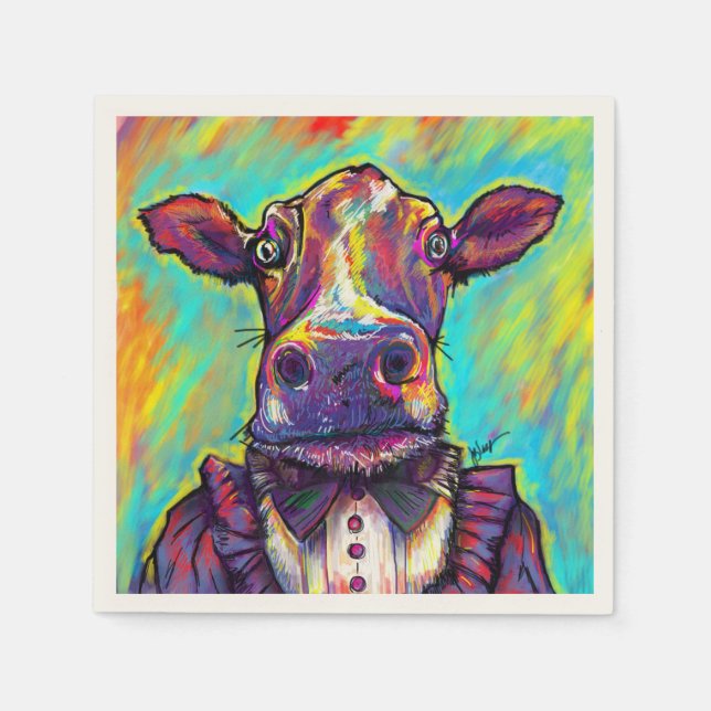 Berömd Cow Cocktail Napkins Pappersservett (Framsidan)