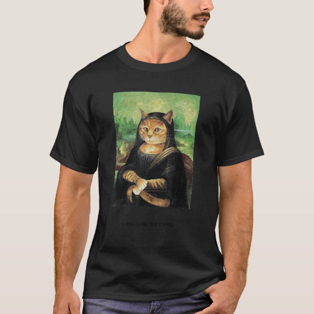 Berömd Cute Cats Artwork Leonardo Da Catti T Shirt (Framsida)