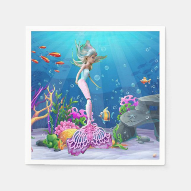 Berömd docka klädd som Sjöjungfru Pappersservett (Framsidan)