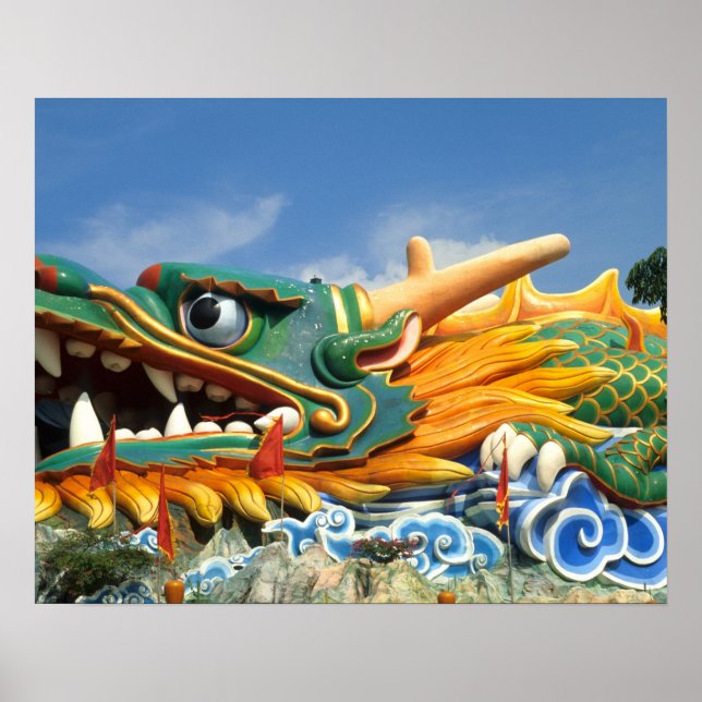 Berömd drak vid Haw Par Villa i Singapore Asien Poster (Framsidan)