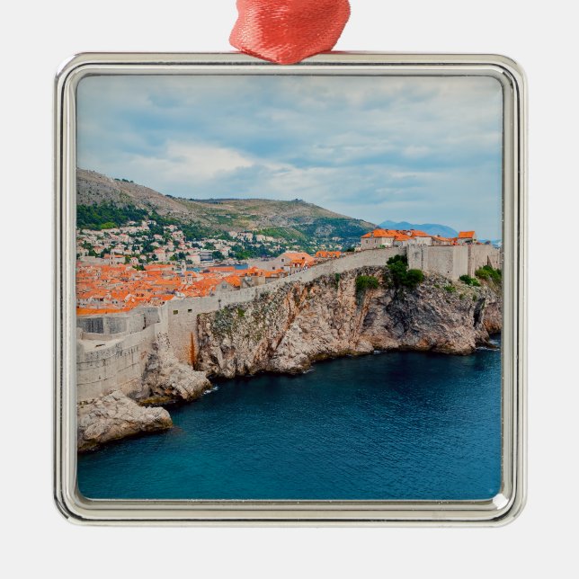 Berömd Dubrovnik Old Town tak & Wall - Kroatien Julgransprydnad Metall (Framsidan)