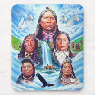 Berömd Indiska hövdingar Native America målning Musmatta