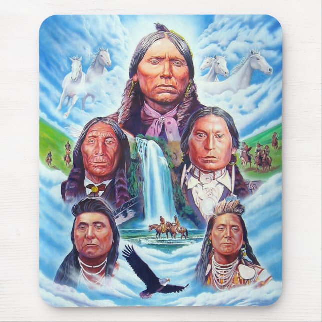 Berömd Indiska hövdingar Native America målning Musmatta (Framsidan)