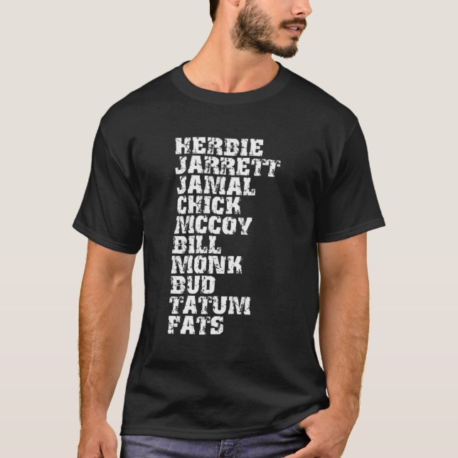 Berömd Influential Jazz Pianists List T Shirt (Framsida)