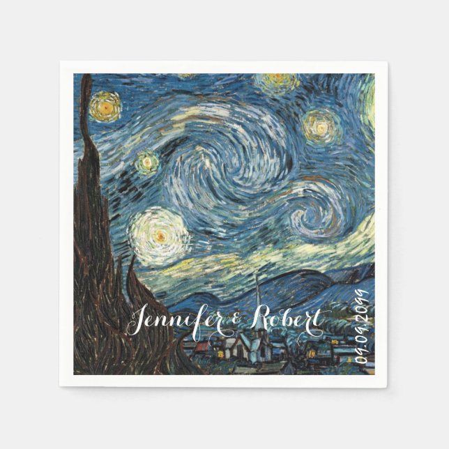 Berömd konst - Starry Night av Vincent van Gogh. Pappersservett (Framsidan)