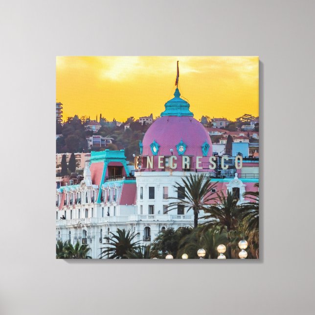 Berömd lyxhotell Hotel Negresco i Nice Frankrike Canvastryck (Framsida)