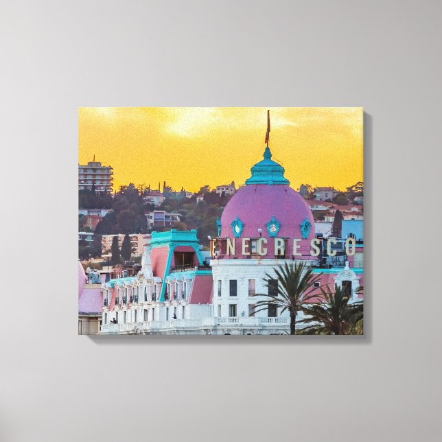 Berömd lyxhotell Hotel Negresco i Nice Frankrike Canvastryck (Framsida)