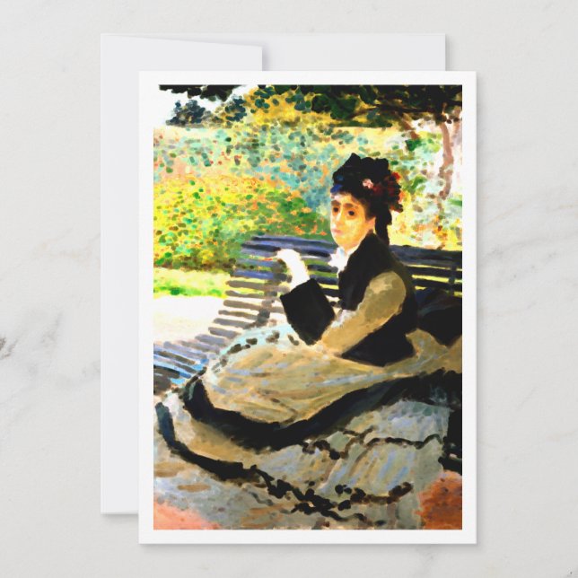 Berömd målar Camille Monet på en Garden Bench Inbjudningar (Framsida)