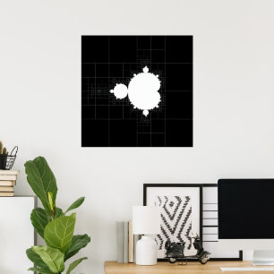 Berömd Mandelbrot sätter vit på svart Poster