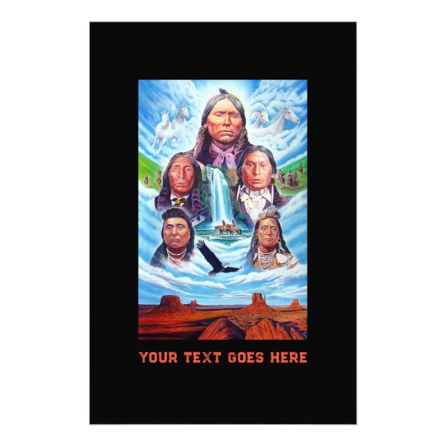 Berömd Native America Indian Chiefs Lodrät Fototryck (Framsidan)