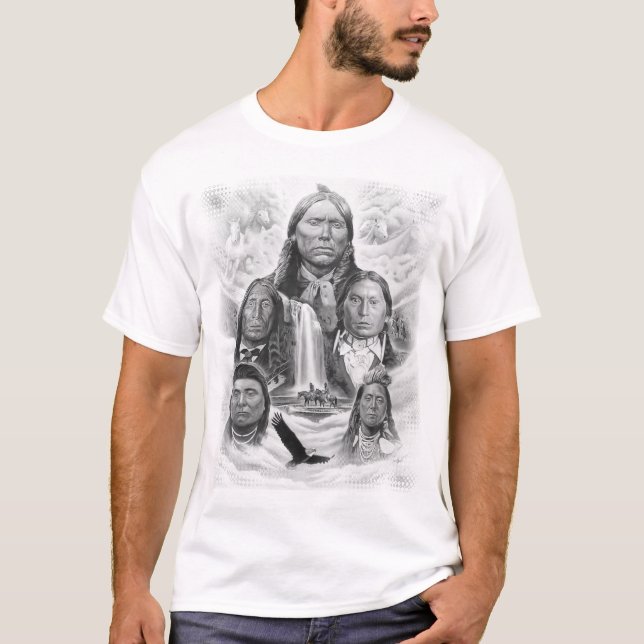 Berömd Native American Indian Chiefs Manar White T Shirt (Framsida)