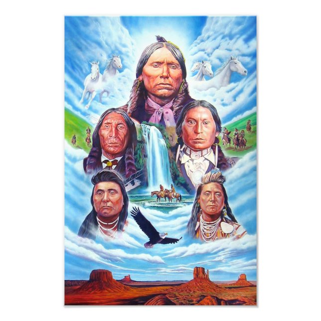 Berömd Native American Indian Chiefs Painting Fototryck (Framsidan)