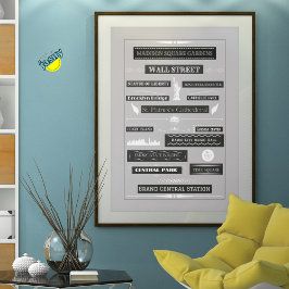 Berömd New York City Landmarks Modern Framed Poster