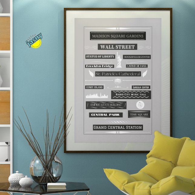 Berömd New York City Landmarks Modern Framed Poster (Skapare uppladdad)