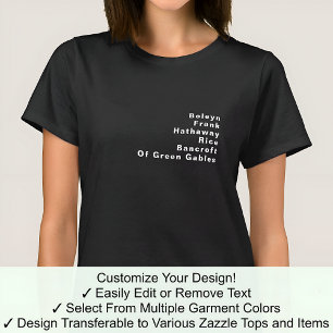 Berömd Noterbar Anpassningsbar redigerbar efternam T Shirt