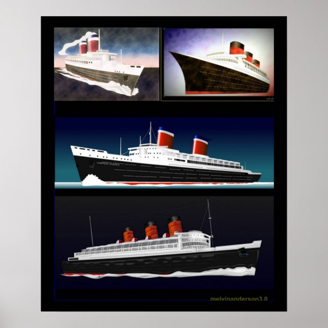 Berömd Ocean Liners Poster (Framsidan)