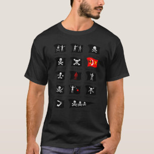 Berömd Pirater Flaggor Skull och korsben T Shirt