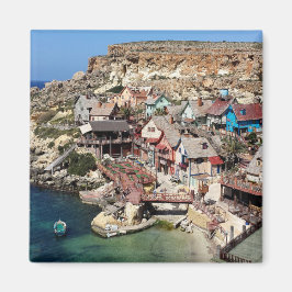 Berömd Popeye-byn med färghus, Malta Magnet