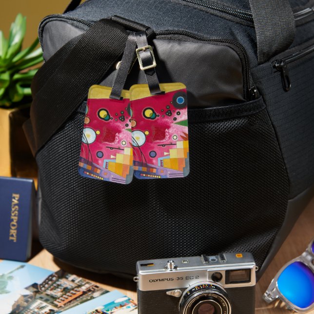 Berömd, rödfärgad bagagebricka (Fram & Baksida)