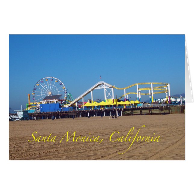 Berömd Santa Monica, California Pier Ferris Wheel Hälsningskort (Framsidan Horizontal)