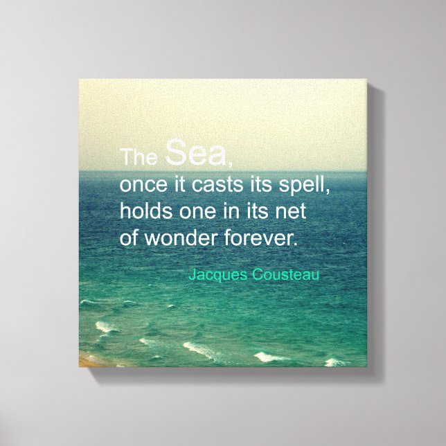 BERÖMD SEA QUOTE JACQUES COUSTEAU PHOTO ART CANVASTRYCK (Framsida)
