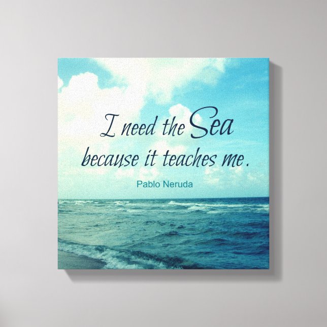 BERÖMD SEA QUOTE PABLO NERUDA PHOTO ART CANVASTRYCK (Framsida)