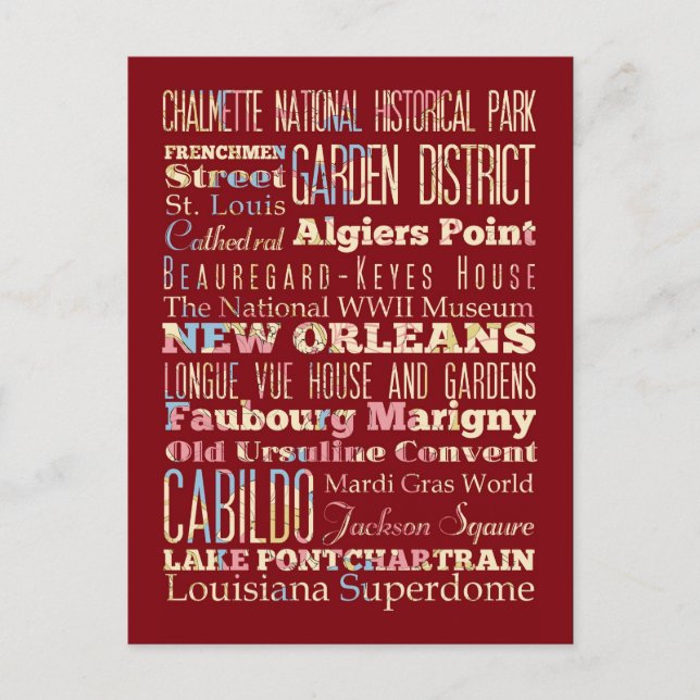Berömd Ställe av New Orleans, Louisiana. Vykort (Framsida)