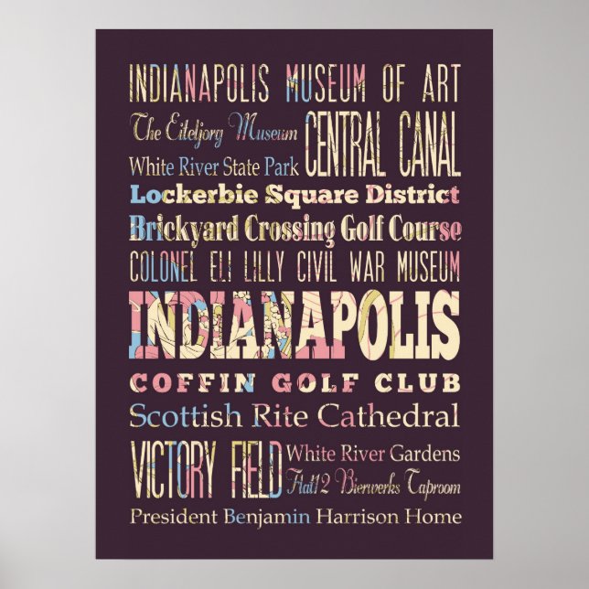 Berömd Ställe i Indianapolis, Indiana. Poster (Framsidan)