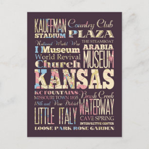 Berömd Ställe i Kansas, Förenade Stater. Vykort